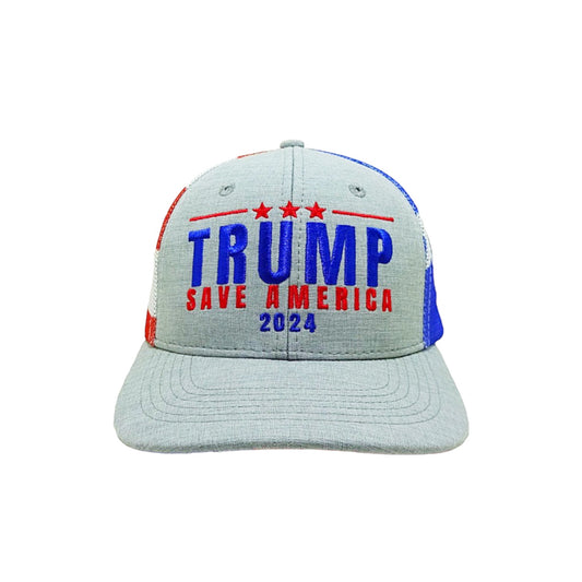 TRUMP Save America 2024- American Flag Style- Unisex Embroidered Hat